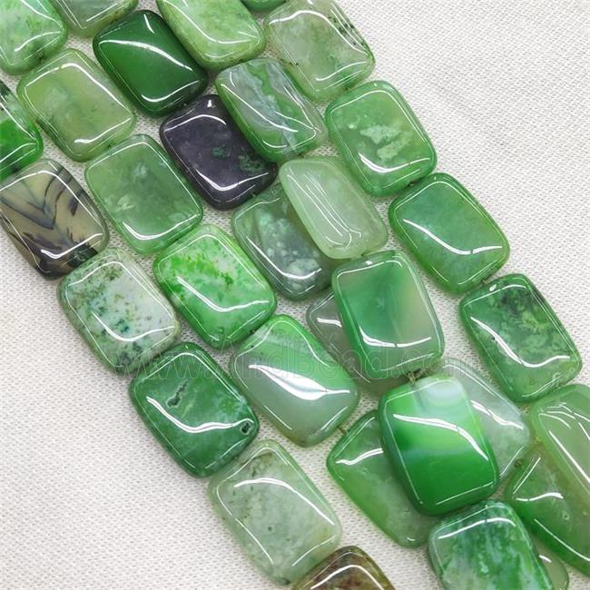 natural Agate rectangle beads, green dye