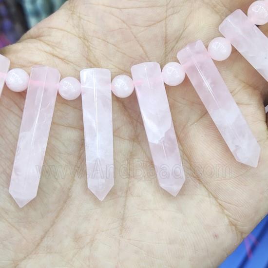 pink Rose Quartz bullet Beads, AA-grade