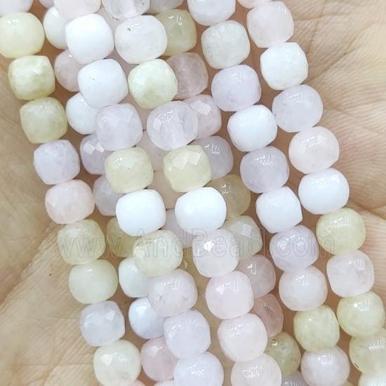 pink Morganite Beads, faceted cube