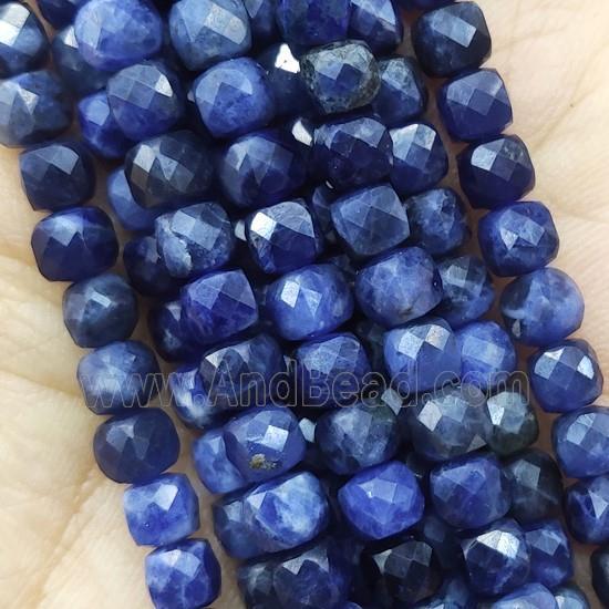 blue Sodalite Beads, faceted cube