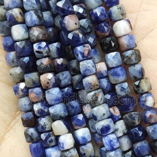 orange Sodalite Beads, faceted cube