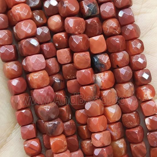 red Jasper Beads, faceted cube