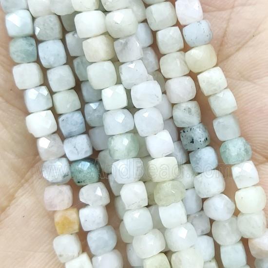 Aquamarine Beads, faceted cube, C-grade