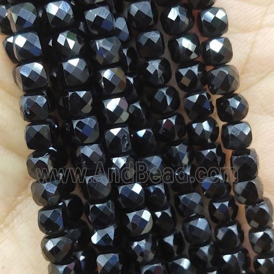 black Spinel Beads, faceted cube