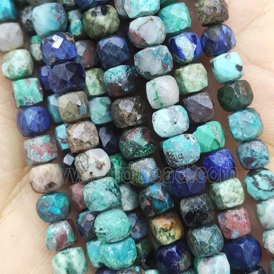 Azurite Beads, faceted cube