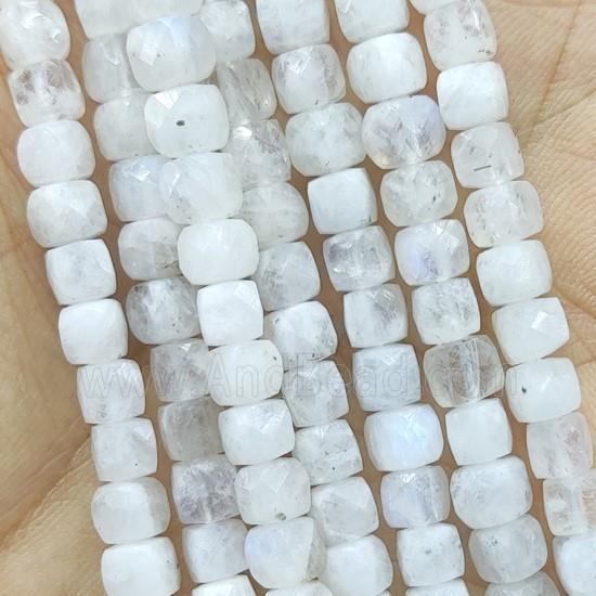 white Moonstone Beads, faceted cube