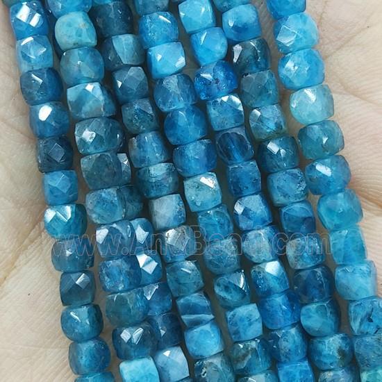 blue Apatite Beads, faceted cube