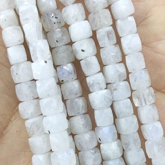 white Moonstone Beads, faceted cube