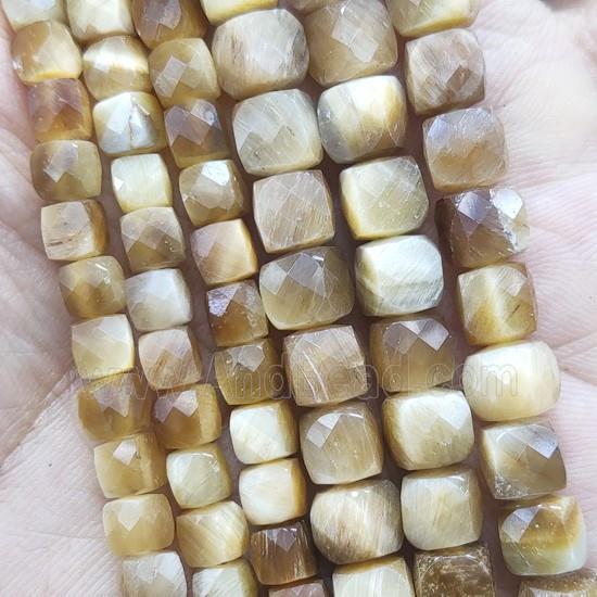 gold Tiger eye stone Beads, faceted cube