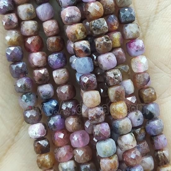 natural Ruby Beads, faceted cube