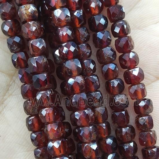 deep.orange Garnet Beads, faceted cube