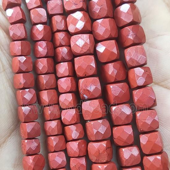 Red Jasper Beads, faceted cube