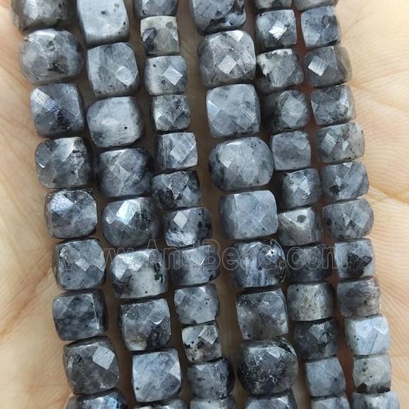Black Labradorite Beads Larvikite Faceted Cube
