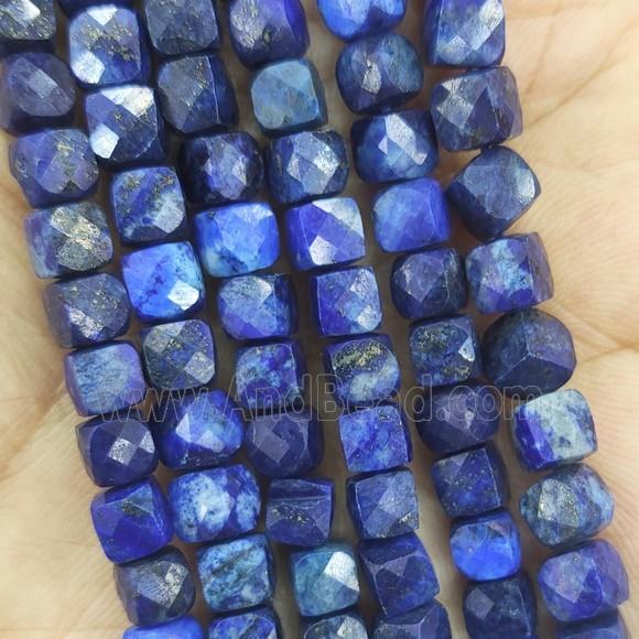 blue Lapis Lazuli Beads, faceted cube