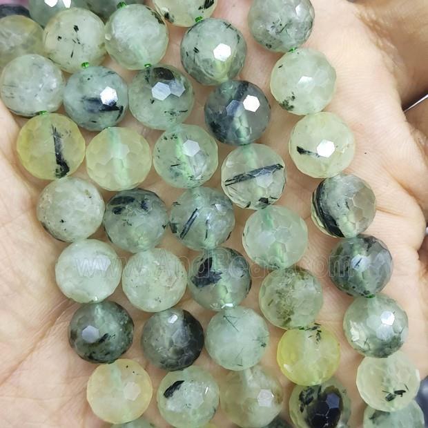 green Prehnite Beads faceted round