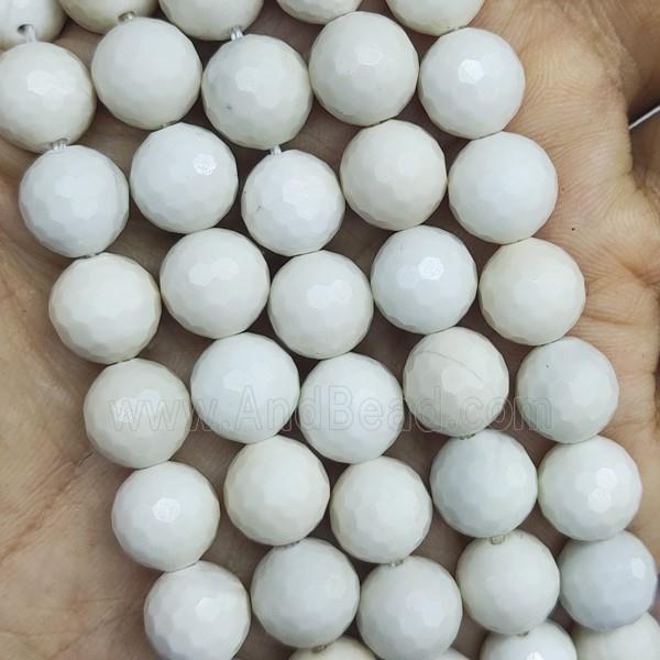 White Ivory Jasper Beads Faceted Round