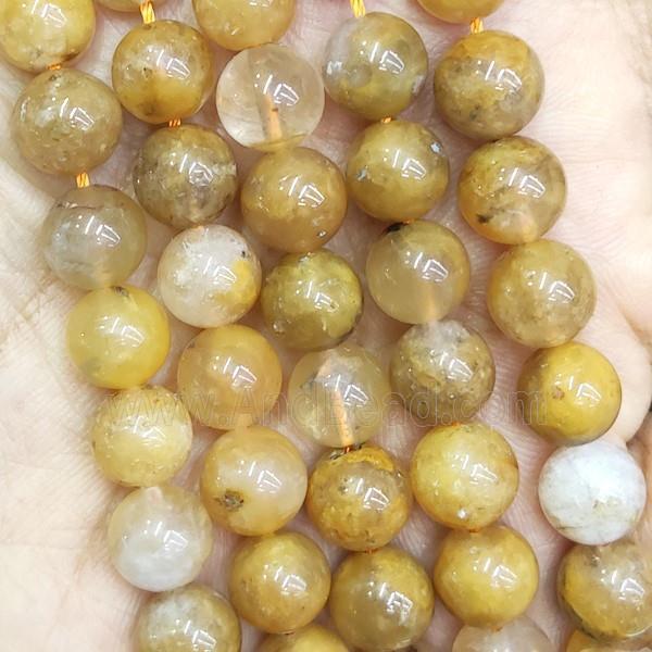 yellow Actinolite Beads round