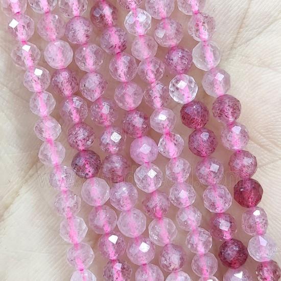 Pink Strawberry Quartz Seed Beads Faceted Round