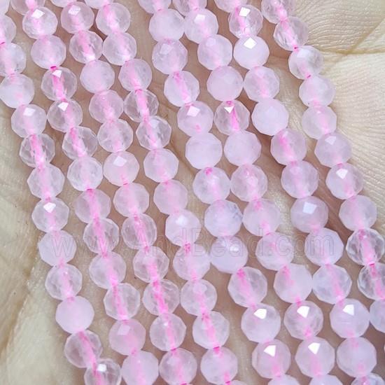 Pink Rose Quartz Beads Seed Faceted Round