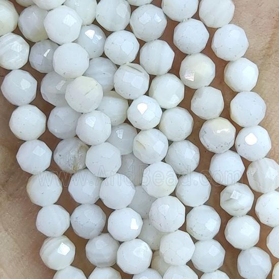 White Shell Seed Beads Faceted Round