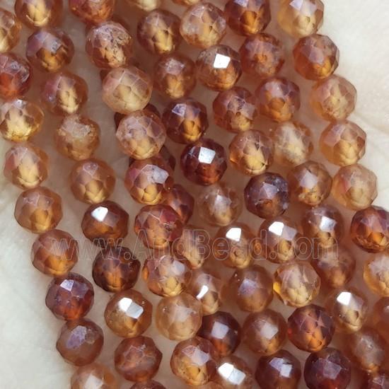 Orange Garnet Pony Beads Faceted Round