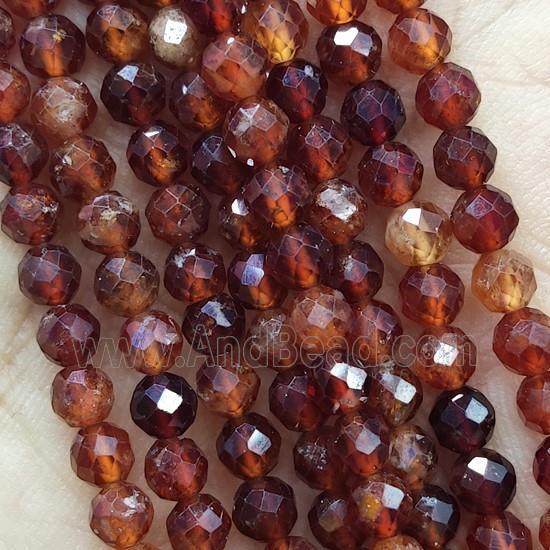 DarkOrange Garnet Beads Faceted Round