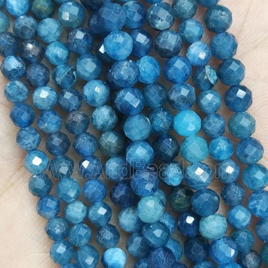 Dp.Blue Apatite Beads Faceted Round