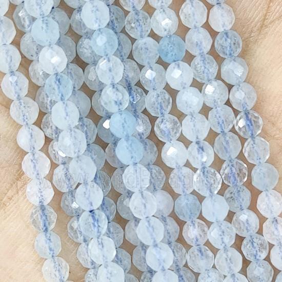 Lt.Blue Aquamarine Seed Beads Faceted Round
