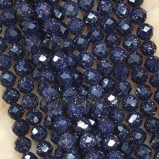 Blue SandStone Seed Beads Faceted Round