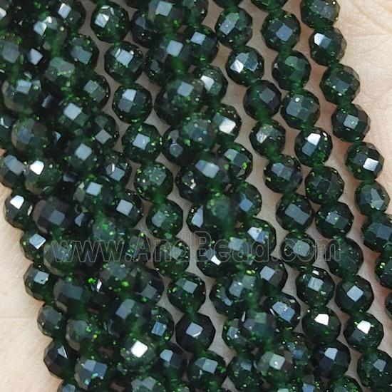 Green SandStone Seed Beads Faceted Round