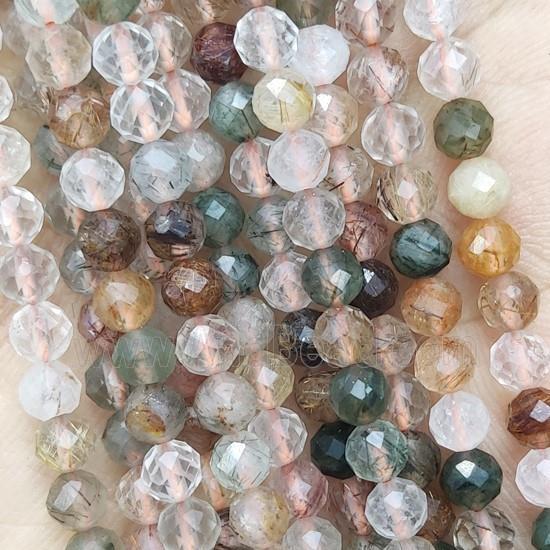 Mix Rutilated Quartz Beads Faceted Round