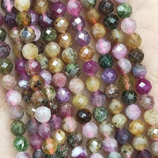Multicolor Tourmaline Beads Faceted Round