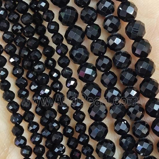 Black Spinel Seed Beads Faceted Round
