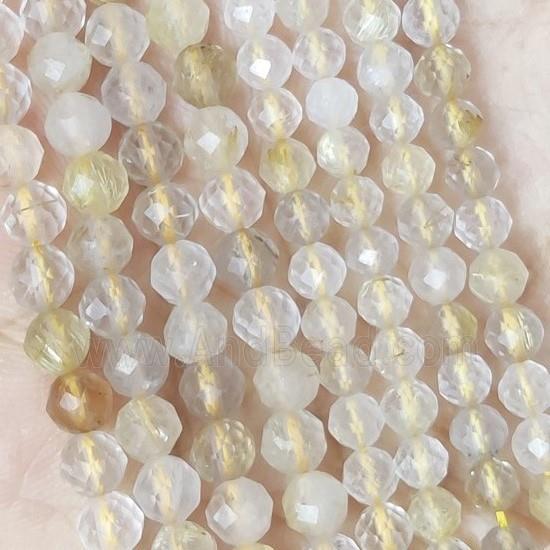 Golden Rutilated Quartz Beads Faceted Round