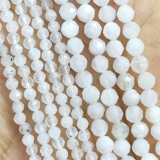 White MoonStone Seed Beads Faceted Round