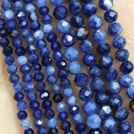 Blue Sodalite Beads Tiny Faceted Round