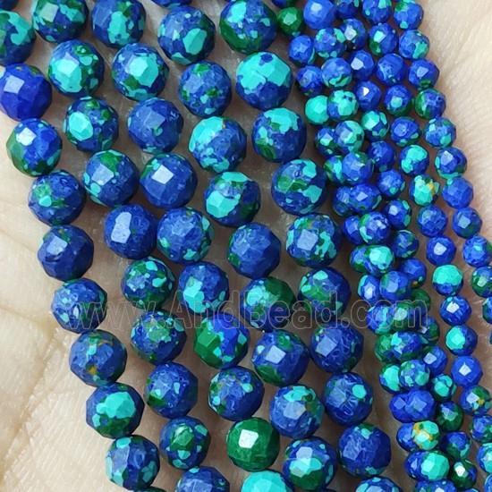 Blue Azurite Beads Dye Faceted Round