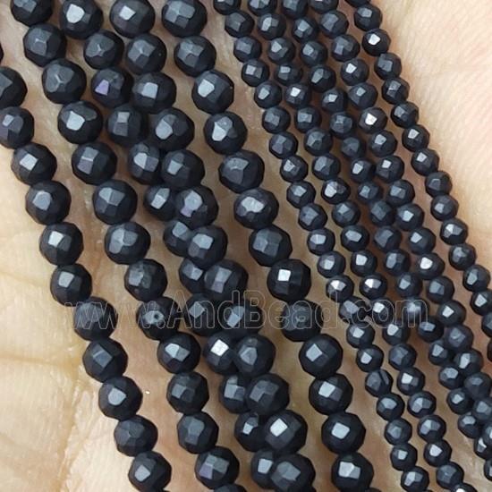 Black Jasper Seed Beads Faceted Round