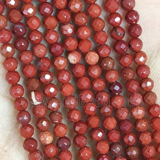 Red Jasper Seed Beads Faceted Round