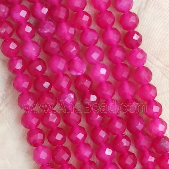 Natural Agate Beads Faceted Round Hotpink Dye
