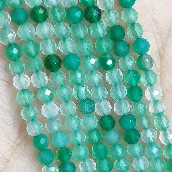 Natural Agate Beads Faceted Round Dye Green