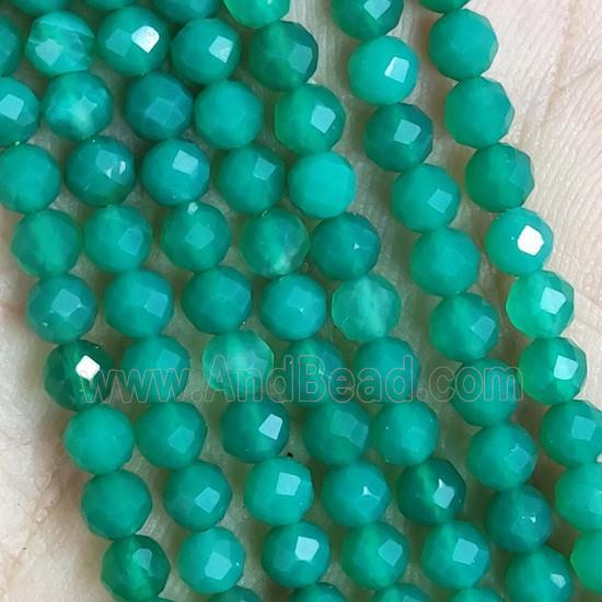 Natural Agate Beads Tiny Faceted Round Green Dye