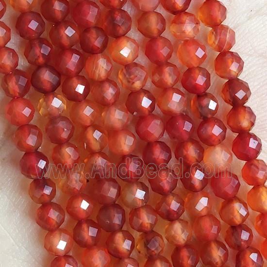 Red Carnelian Agate Seed Beads Faceted Round