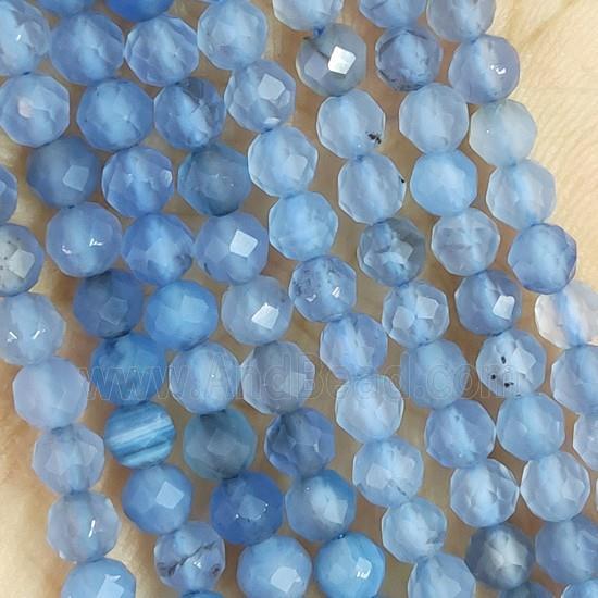 Blue Agate Beads Faceted Round