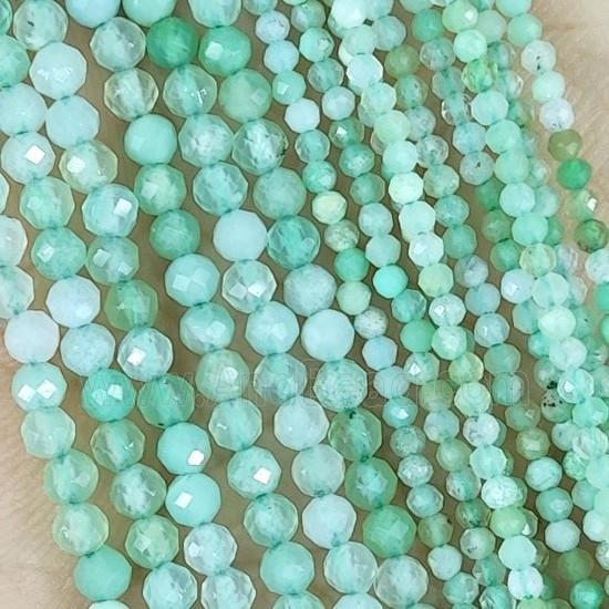 Green Australian Chrysoprase Beads Tiny Faceted Round
