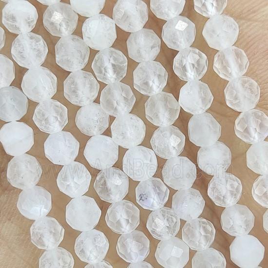 White Moonstone Beads Tiny Faceted Round
