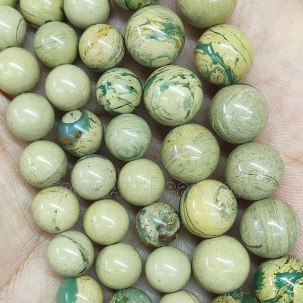 Natural Green Verdite Beads Smooth Round
