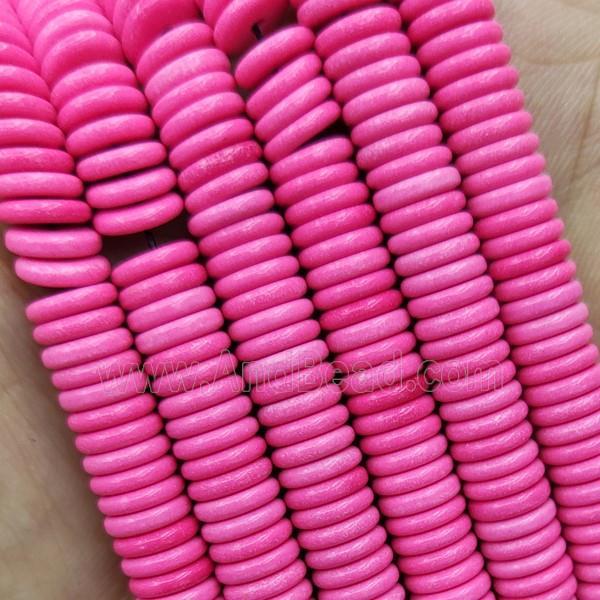 Hotpink Oxidative Agate Heishi Spacer Beads