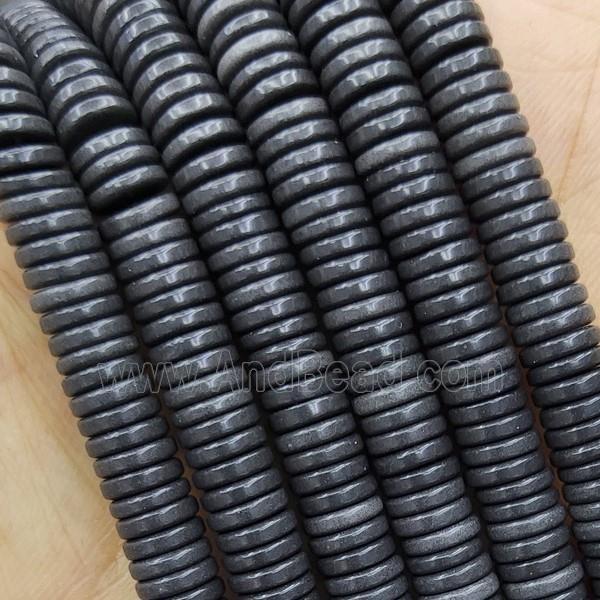 Black Oxidative Agate Heishi Spacer Beads