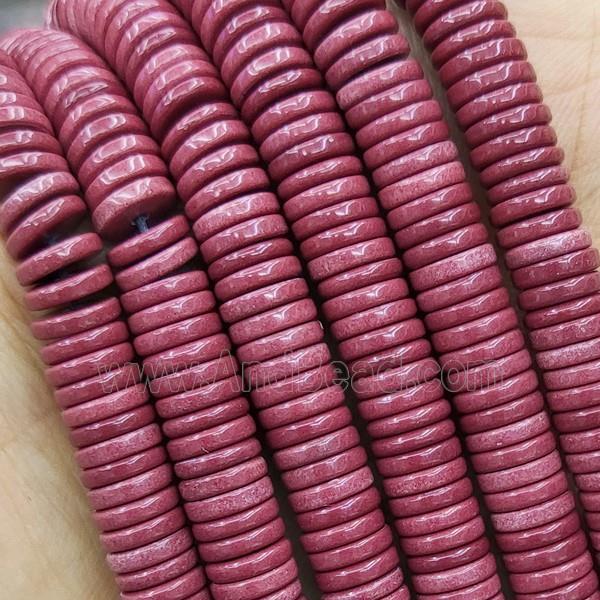 Red Oxidative Agate Heishi Spacer Beads